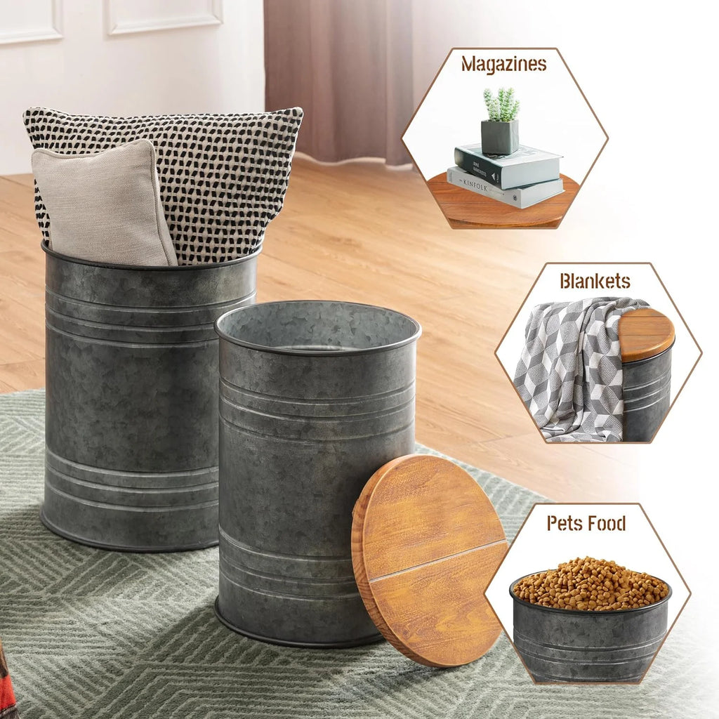 Grey Storage Ottoman and Nesting Table Set of 2 G272683