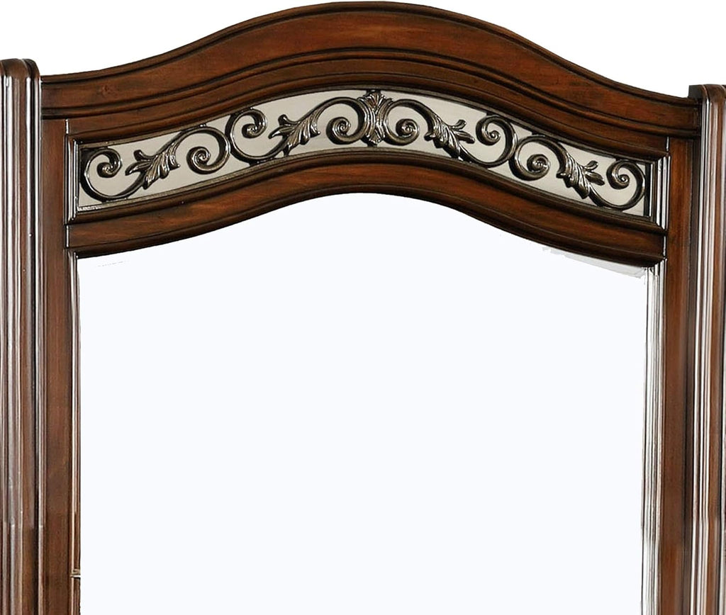 Wooden Mirror with Carvings and Molded Details E995