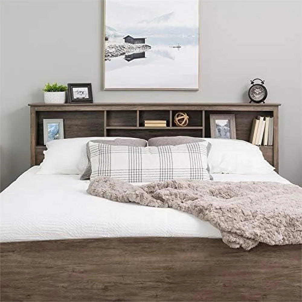 King Engineered Wood Bookcase Headboard W43833