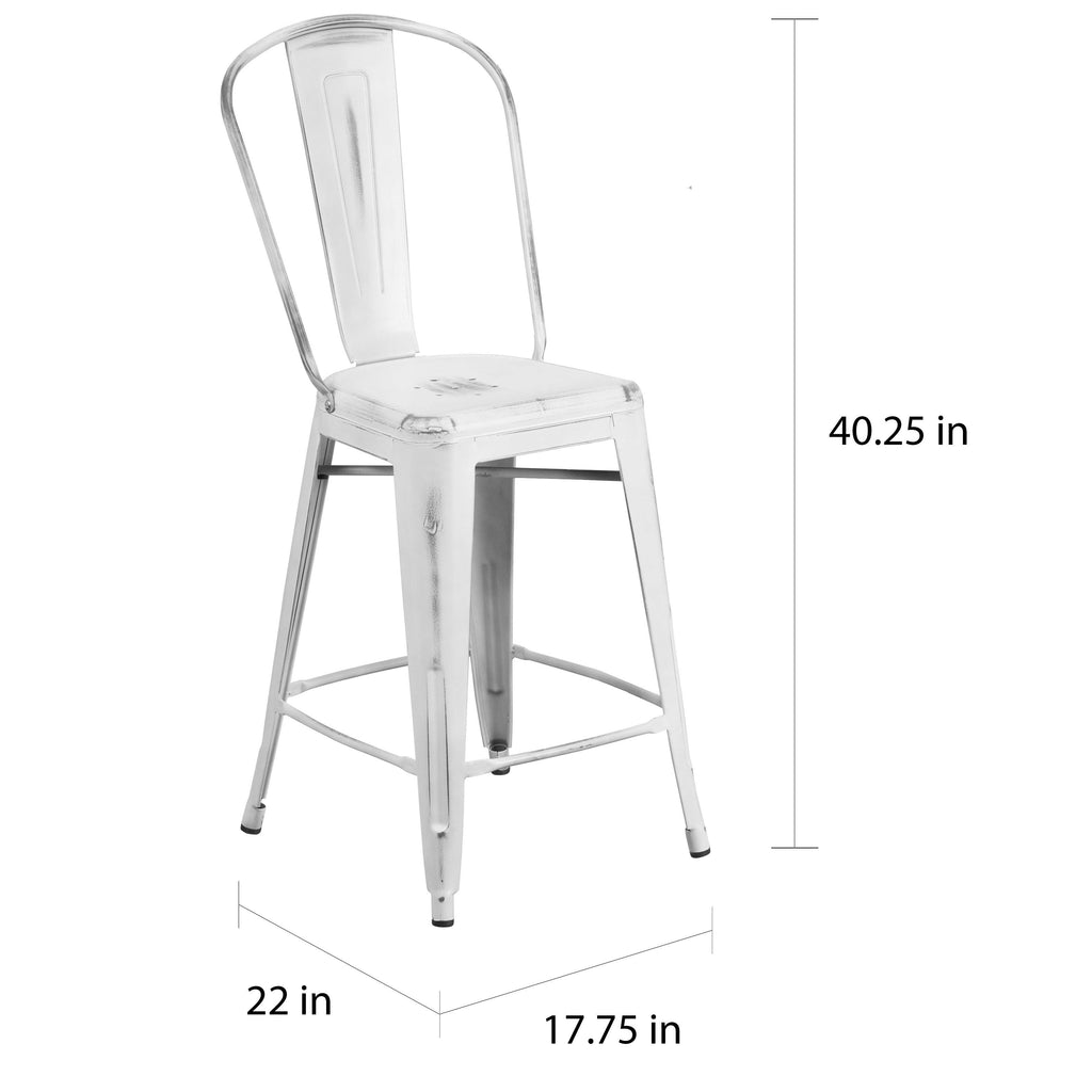 24-Inch Distressed Metal Stool E7043