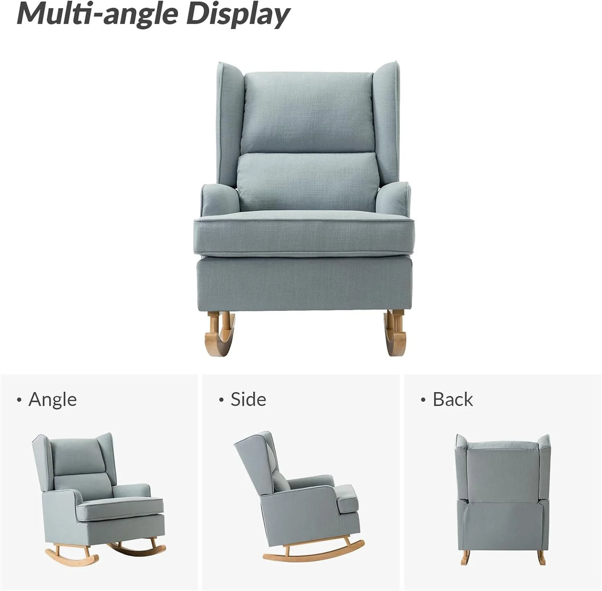 Blue Linen Upholstered Rocking Chair R996
