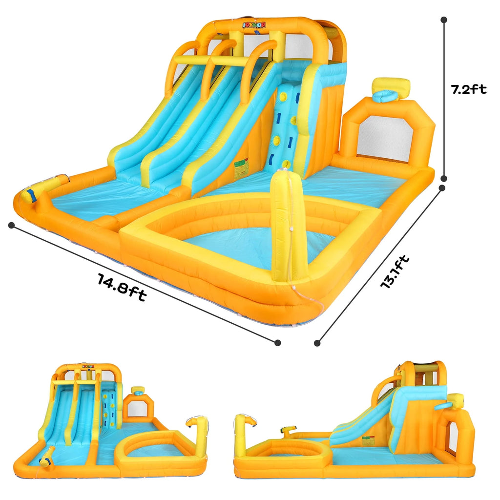 8-in-1 Inflatable Water Slide Park with Splash Pool U96141