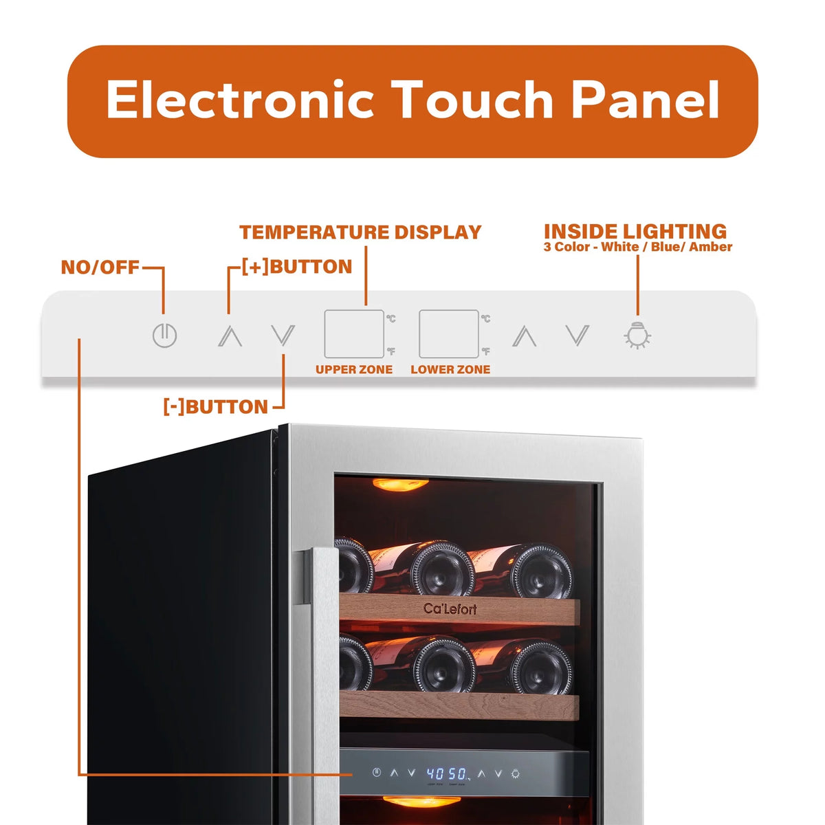 15 inch 28 Bottle Dual Zone Stainless Steel Wine Cooler Y19498