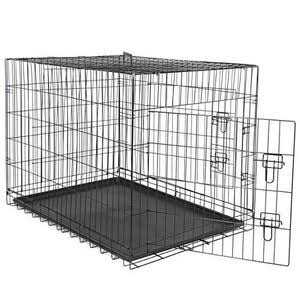 Double Door Folding Metal Wire Dog Crate with Tray G861018