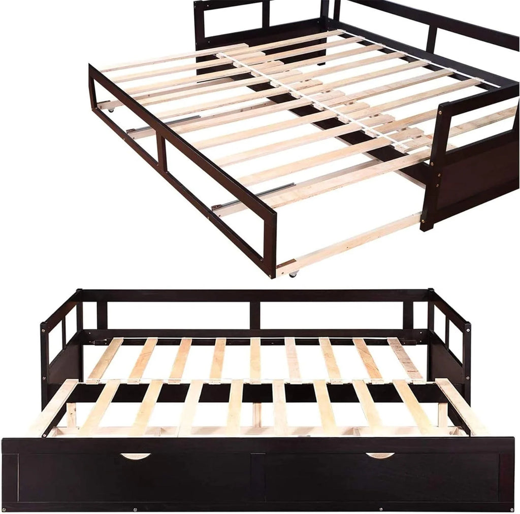 Espresso Wood Daybed with Two Storage Drawers U38946