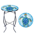 21 Inch Round Mosaic Glass Tabletop Outdoor End Table P161764