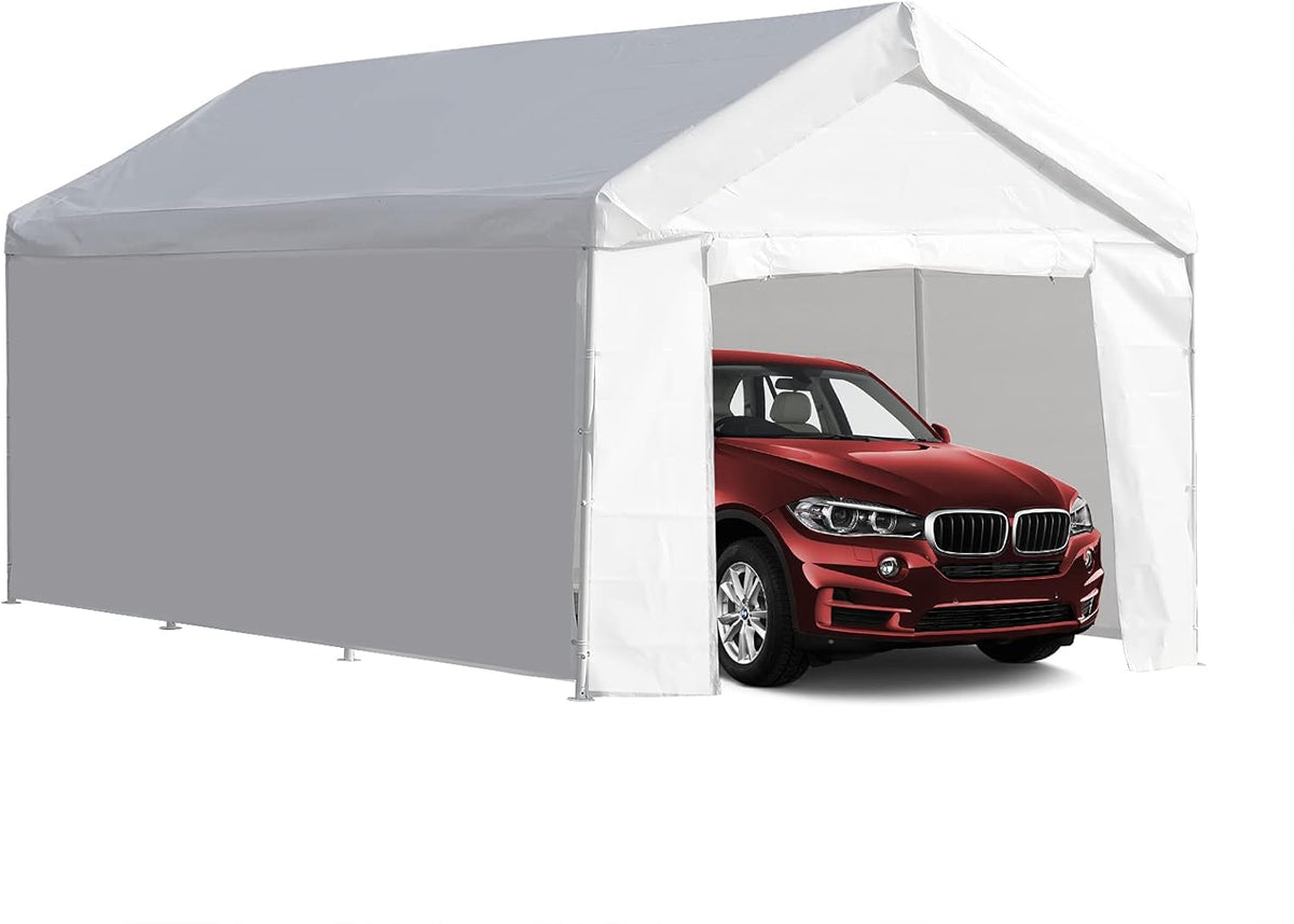 10x20 ft Heavy Duty Carport Canopy Shelter with Removable Sidewalls and Door J224958
