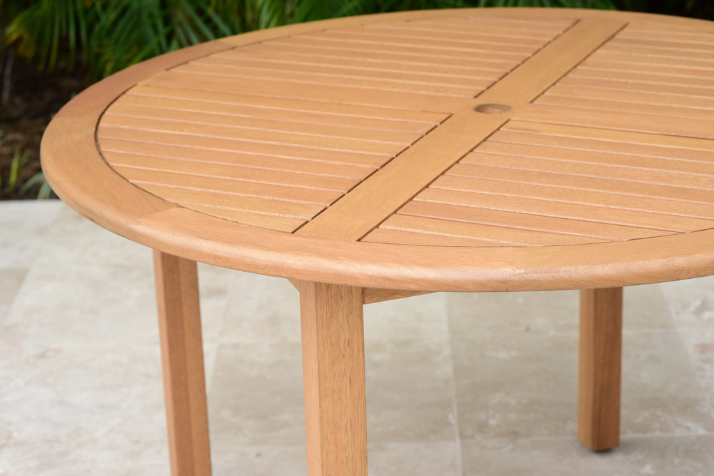Round Teak Finish Patio Table A350077