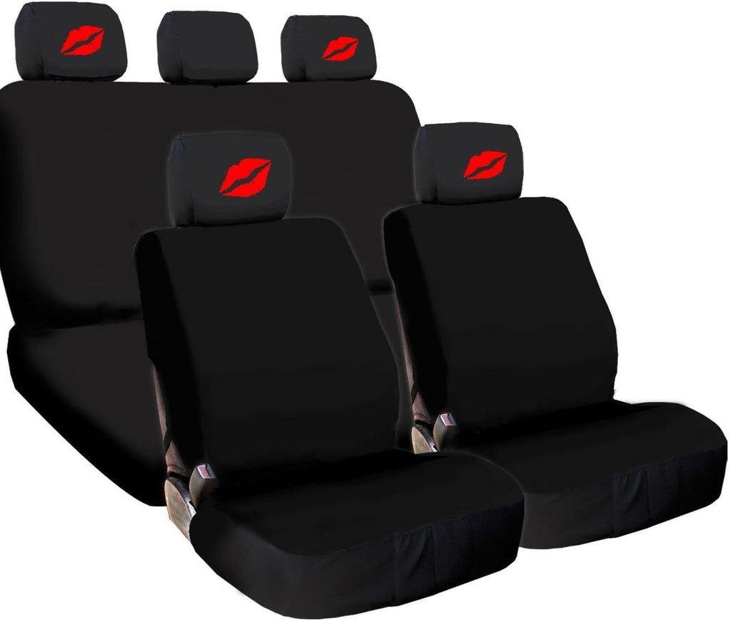 Black Flat Cloth Universal Fit Car Seat Covers with Headrest Covers N19661