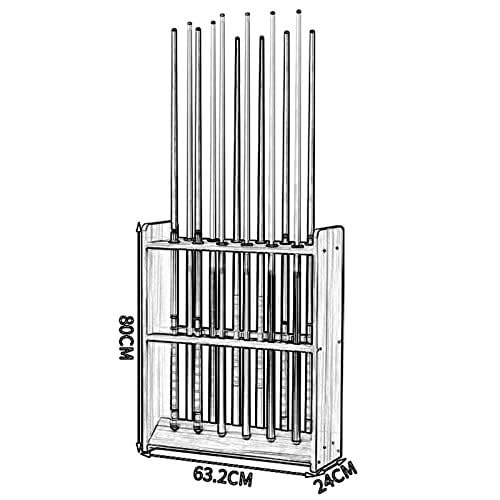 Teak Wooden Billiard Cue Rack Stand for 12 Cues R889378