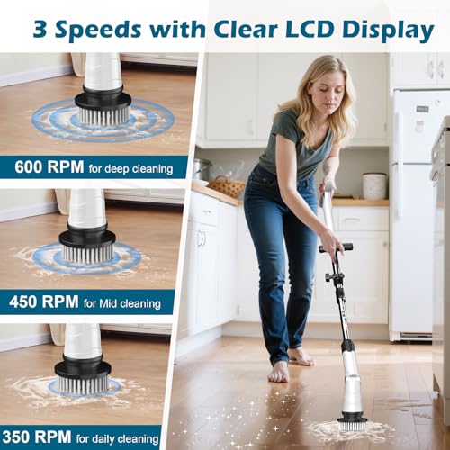 Cordless Electric Spin Scrubber with 8 Brush Heads L254