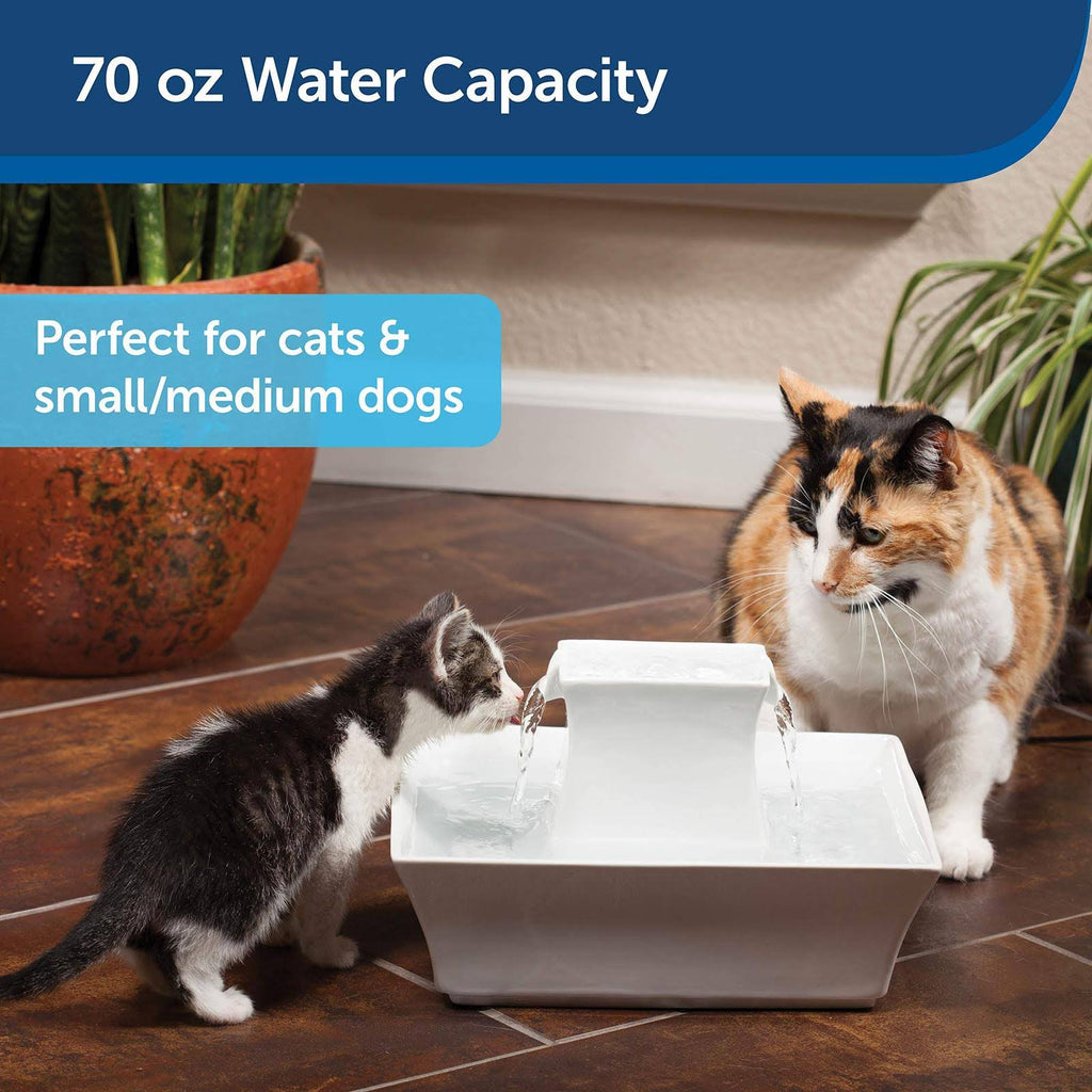Ceramic Dog and Cat Water Fountain White 70 oz J9156