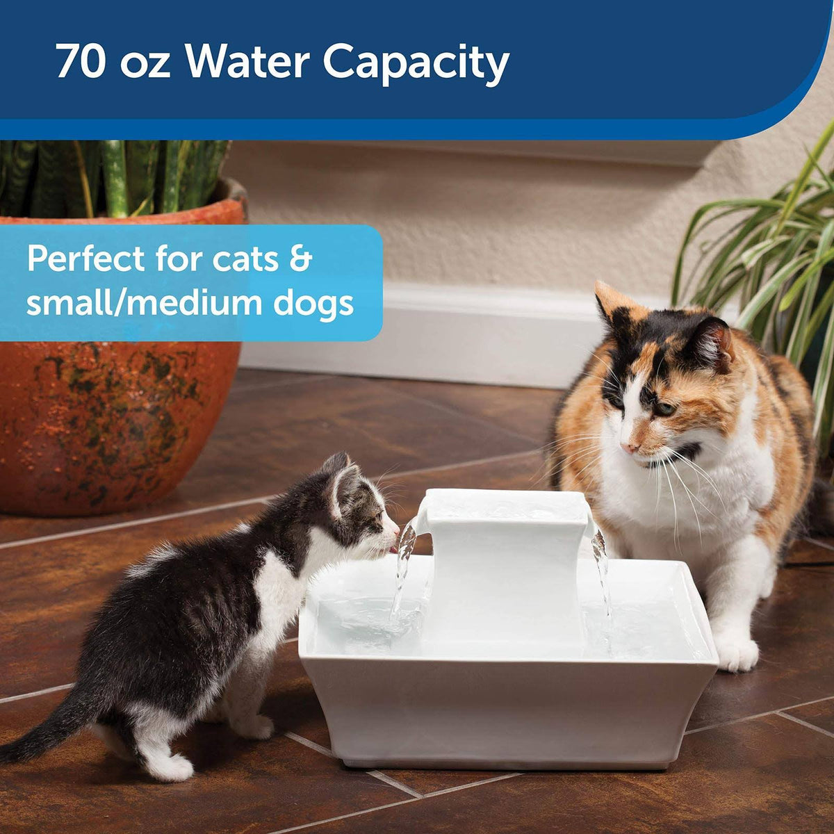 Ceramic Dog and Cat Water Fountain White 70 oz J9156