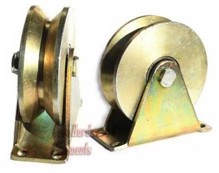 2 Pack 2.5 inch Sliding Gate Roller Steel V Type Wheel Track Rail with Bracket Gold D16710