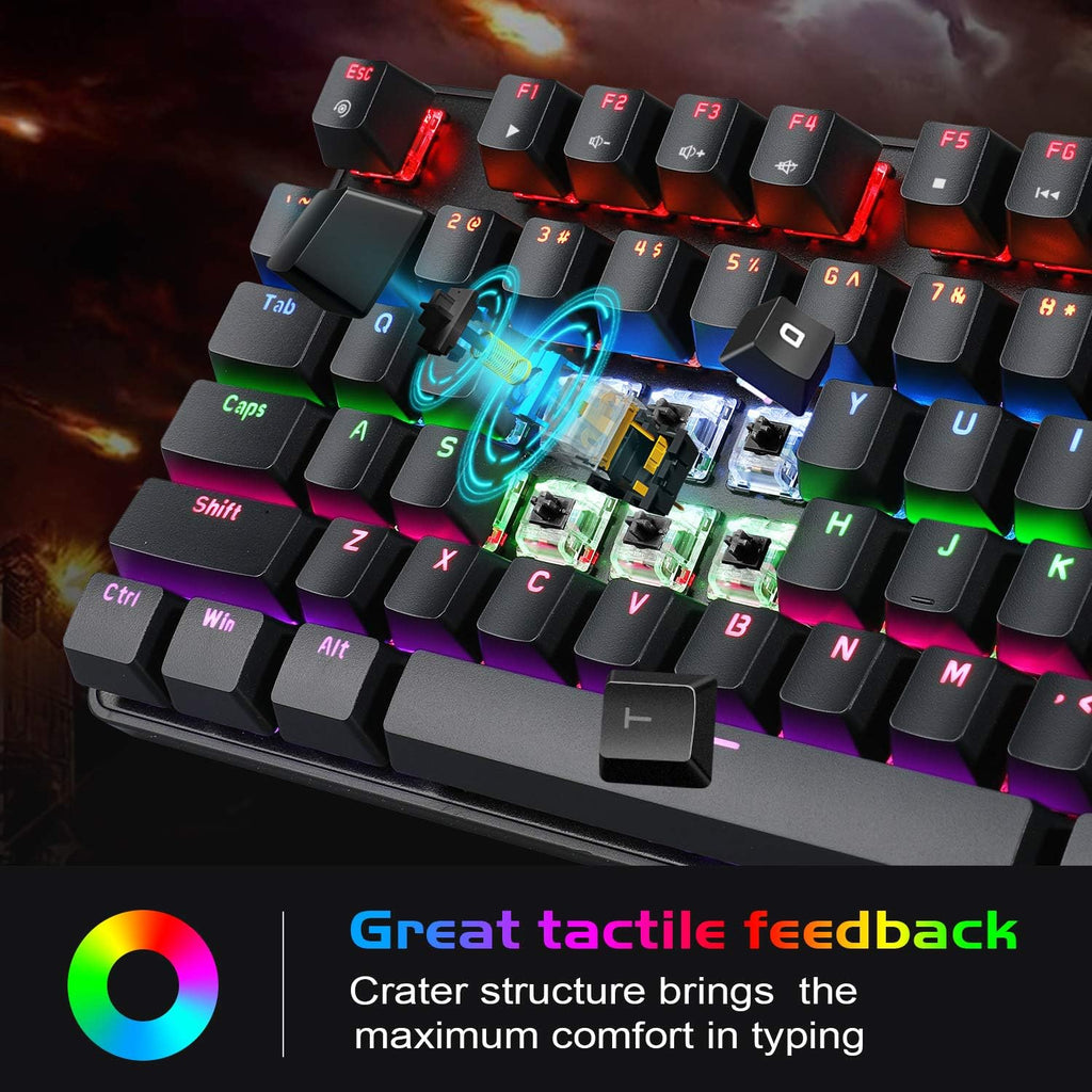Mechanical Gaming Keyboard and Mouse Combo, 104 Keys Rainbow Backlit, Wired I8987
