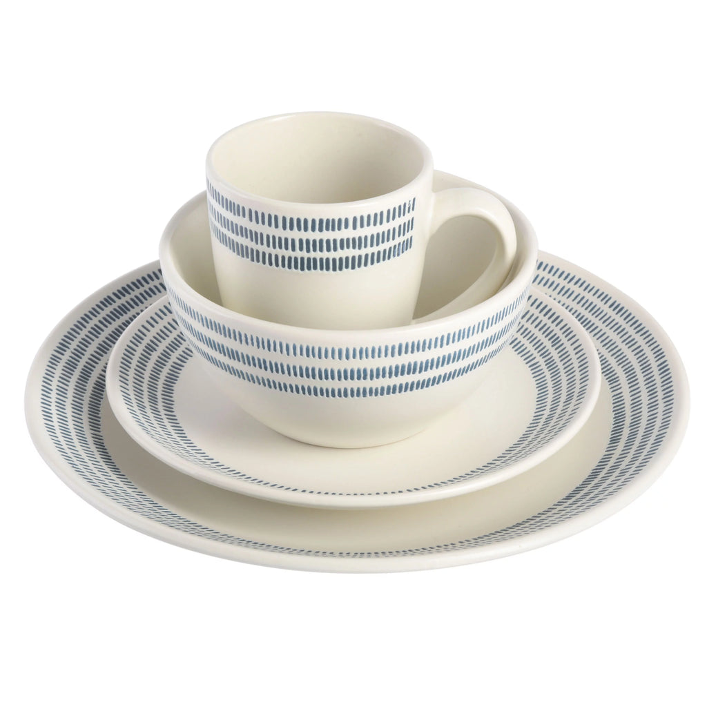 16-Piece White Stoneware Dinnerware Set A5213