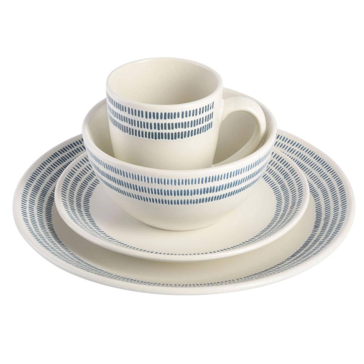 16-Piece White Stoneware Dinnerware Set A5213