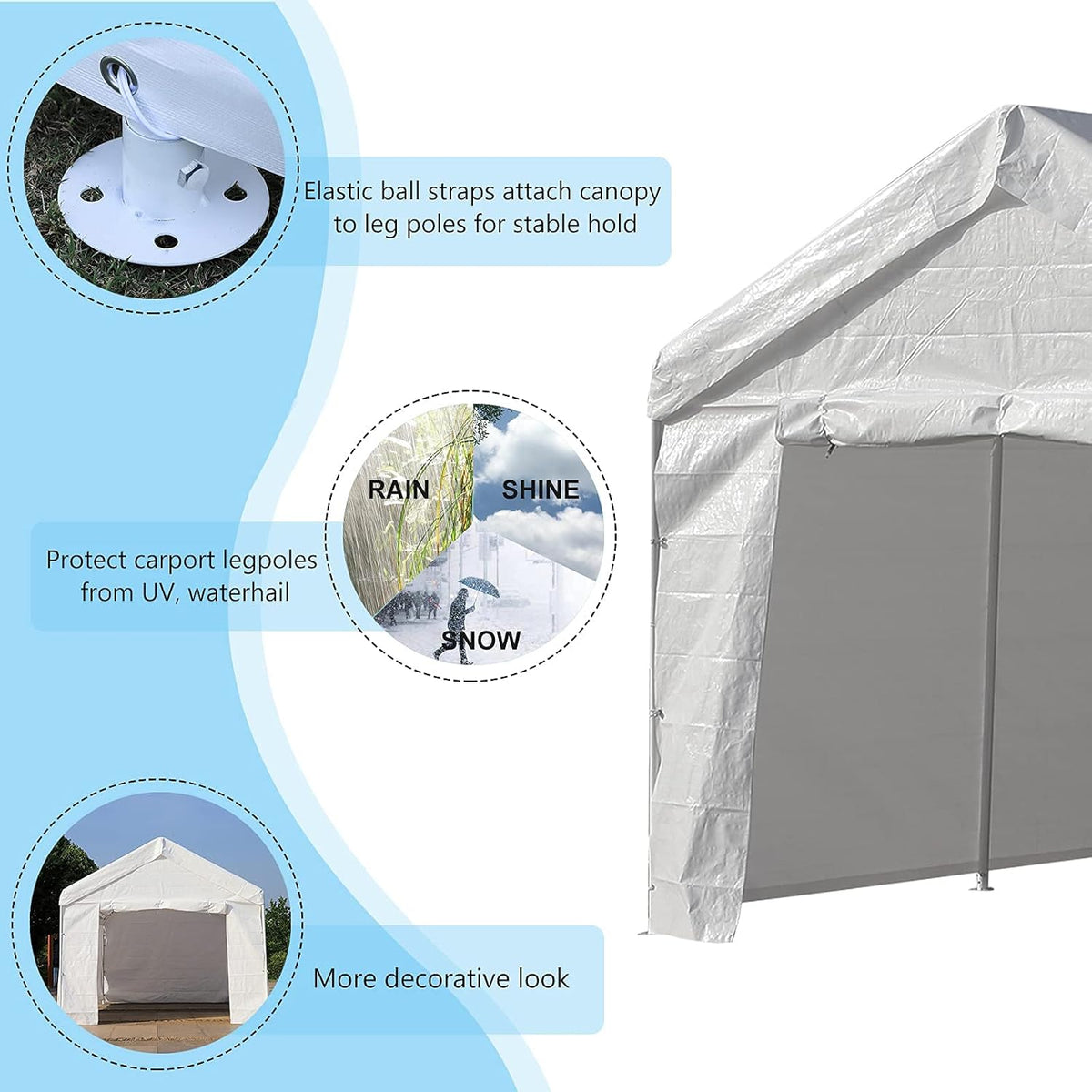 10x20 ft Heavy Duty Carport Canopy Shelter with Removable Sidewalls and Door J224958