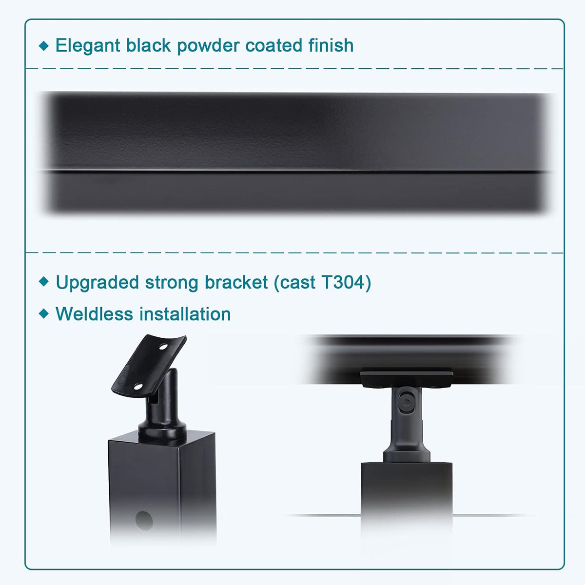 4 Pack Black Stainless Steel Cable Railing Post U91783
