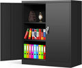 Locking Metal Cabinet with 2 Doors, 4 Adjustable Shelves, Black A51035