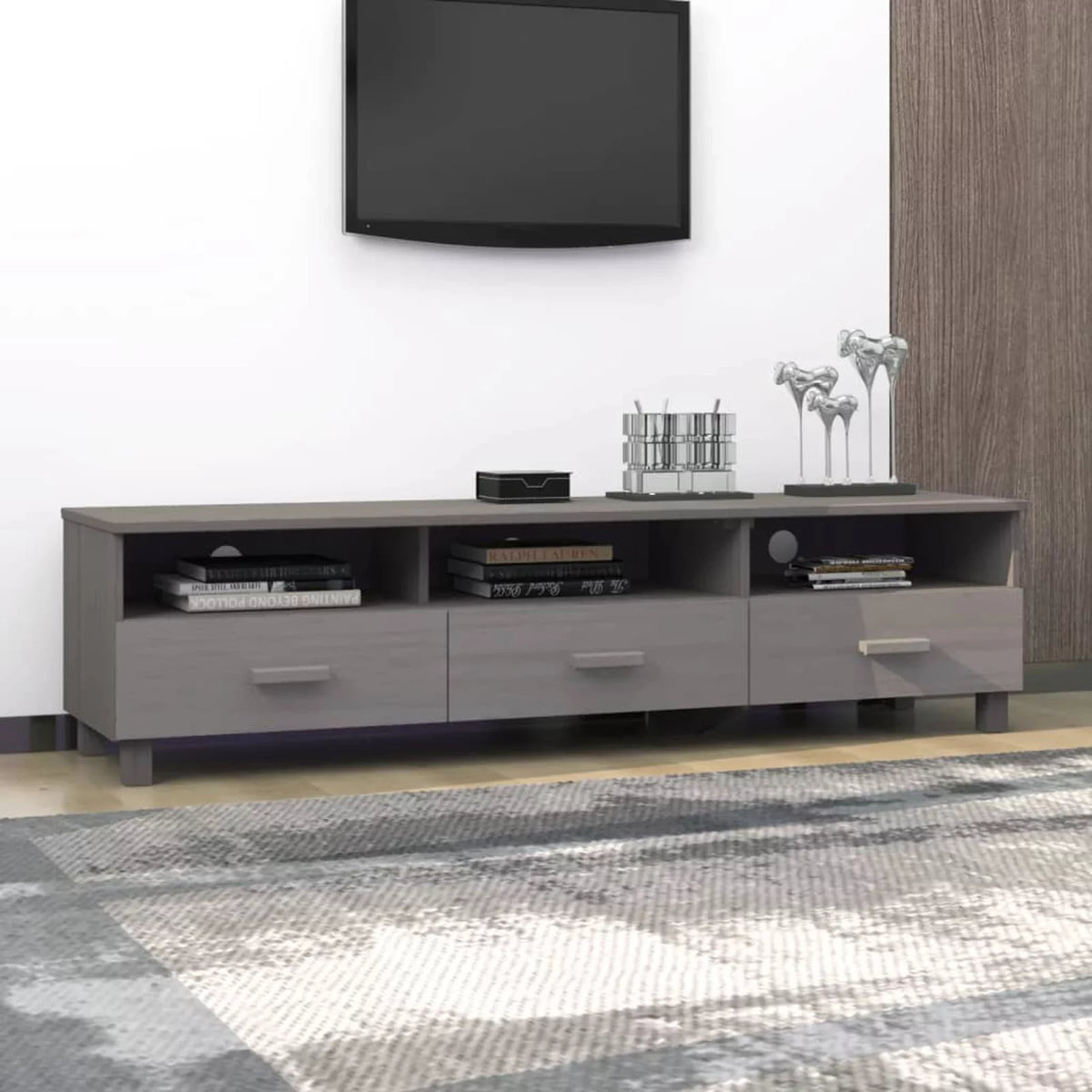 Gray Solid Wood Pine TV Stand X481187