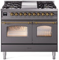 40 Dual Fuel Propane Gas Range Matte Graphite Brass Trim G764