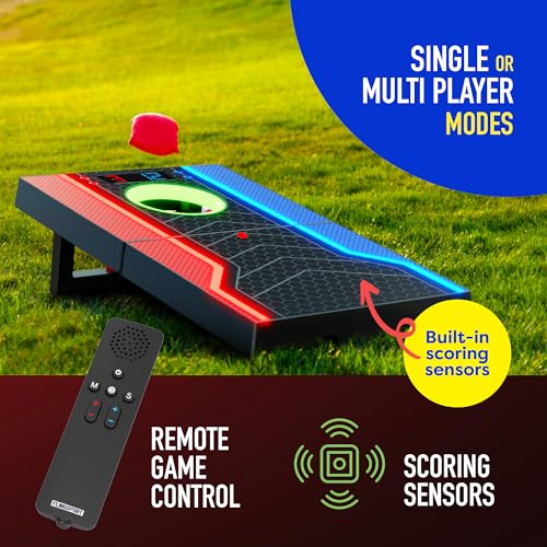 Electronic Cornhole Board Set with Auto Scoring and 8 Bean Bags I7597