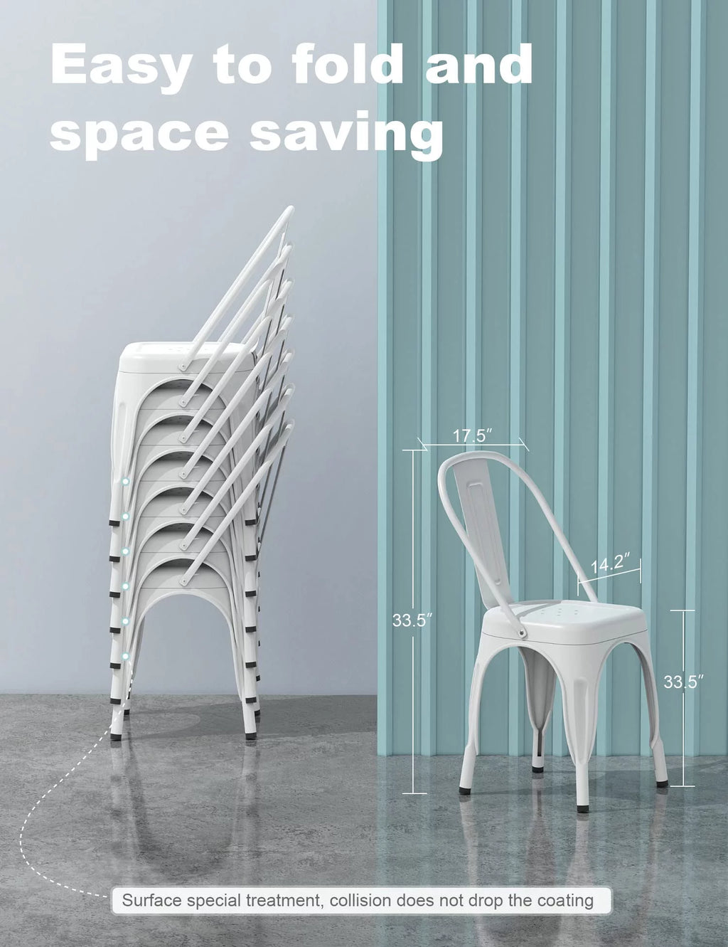 White Metal Stackable Dining Chair Set of 4 R118835