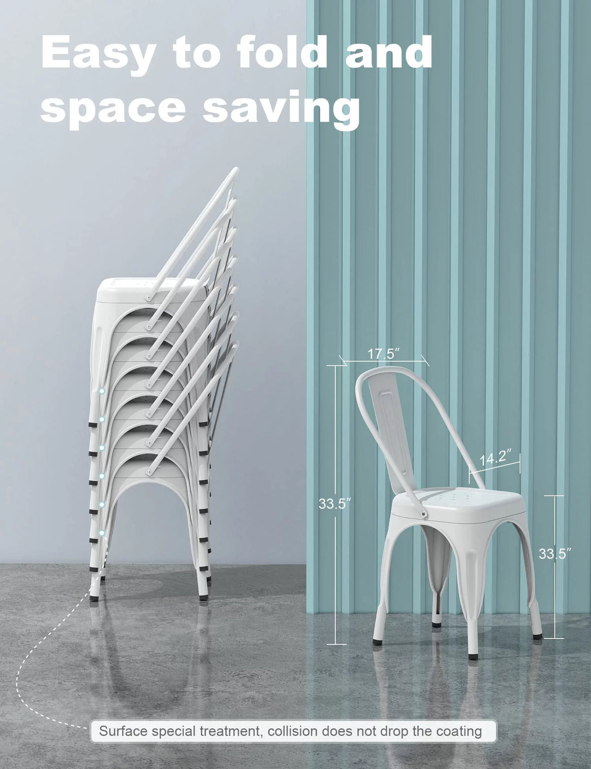 White Metal Stackable Dining Chair Set of 4 R118835