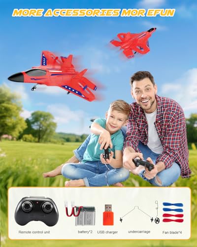2.4GHz Remote Control Airplane with Gyro Stabilizer LED Light Red O21120