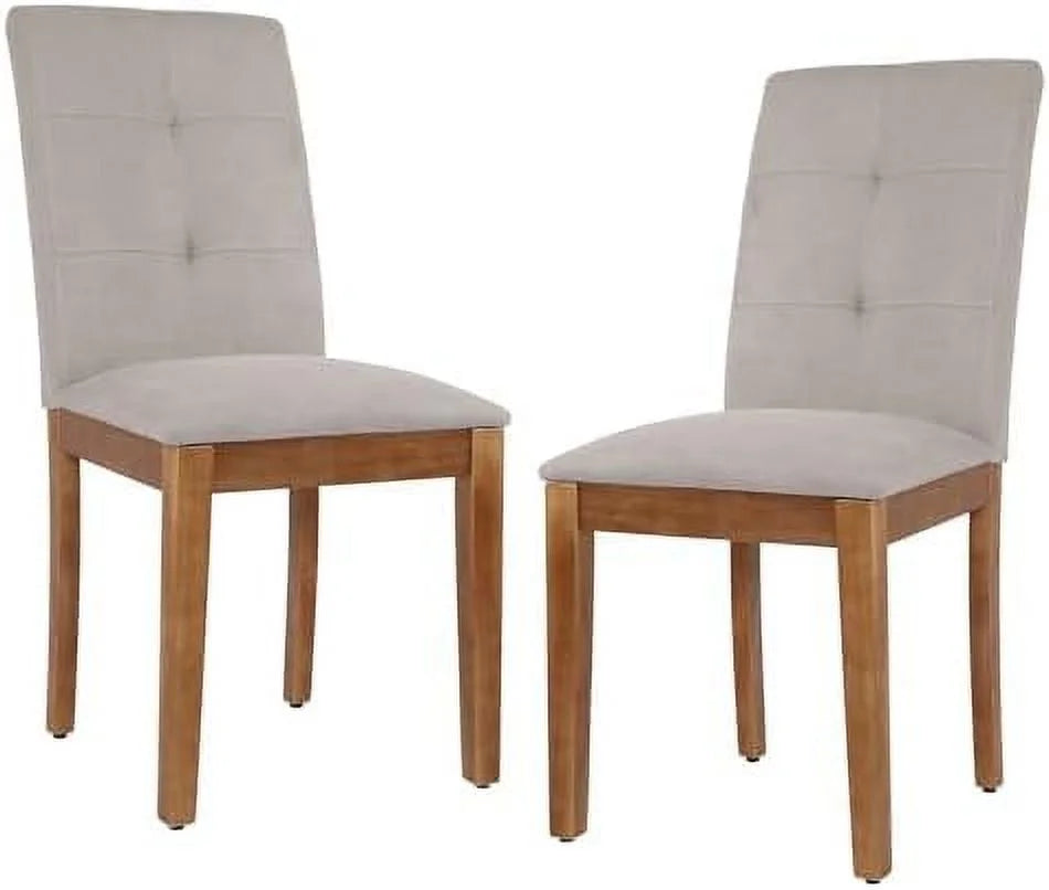 Beige Upholstered Dining Chairs Set of 4 with Wood Legs R562966