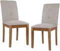 Beige Upholstered Dining Chairs Set of 4 with Wood Legs R562966