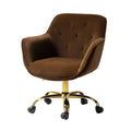 Brown Velvet Tufted Swivel Task Chair O8637