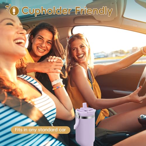 30 oz Stainless Steel Vacuum Insulated Tumbler with Handle and Flip Straw C9343