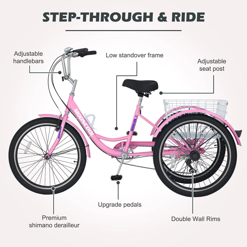 24 Adult Tricycle 7 Speed Cyan K35666