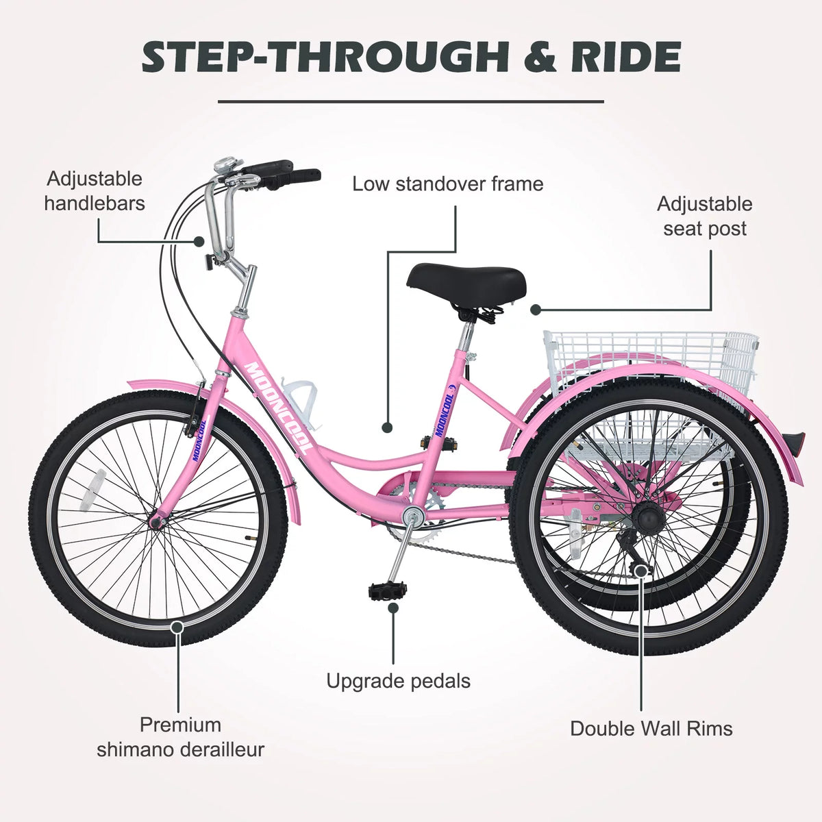 24 Adult Tricycle 7 Speed Cyan K35666