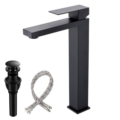 Brushed Nickel Tall Vessel Sink Faucet with Pop-up Drain G62781