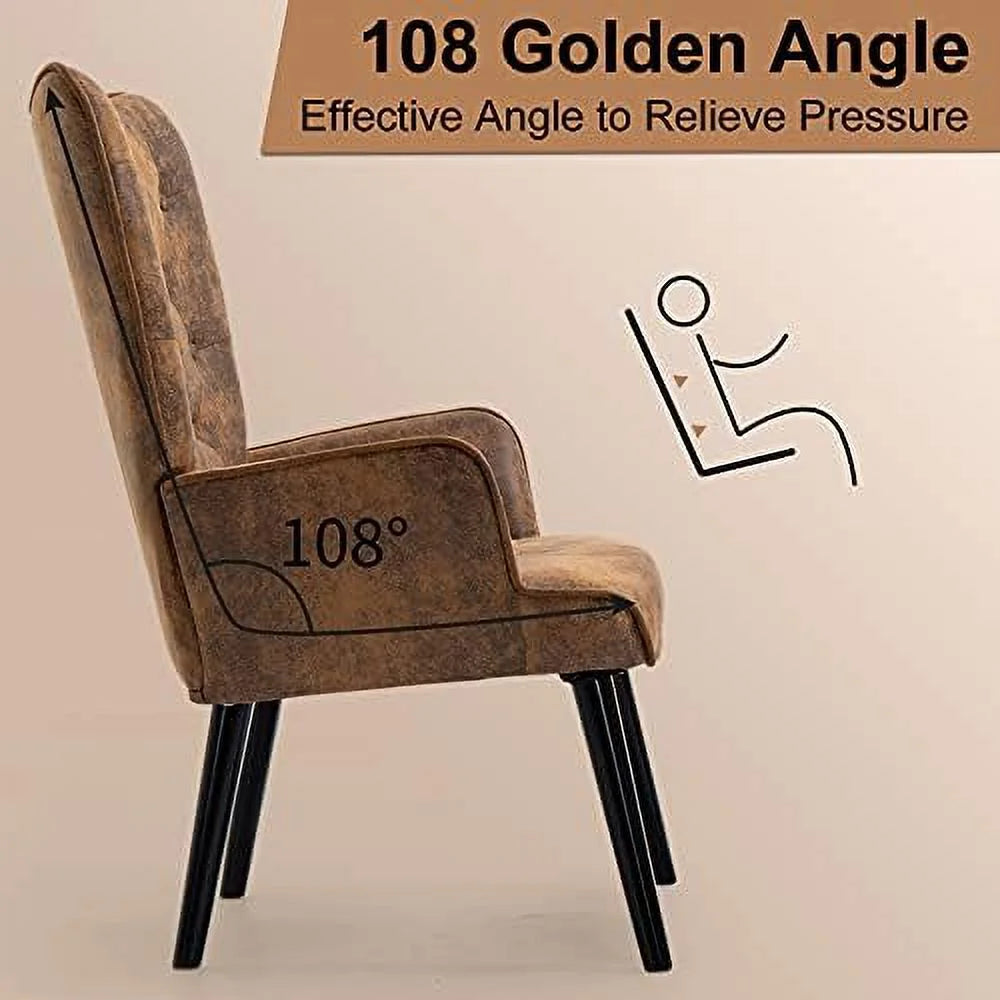 Brown Upholstered Wingback Accent Chair with Arms L6169