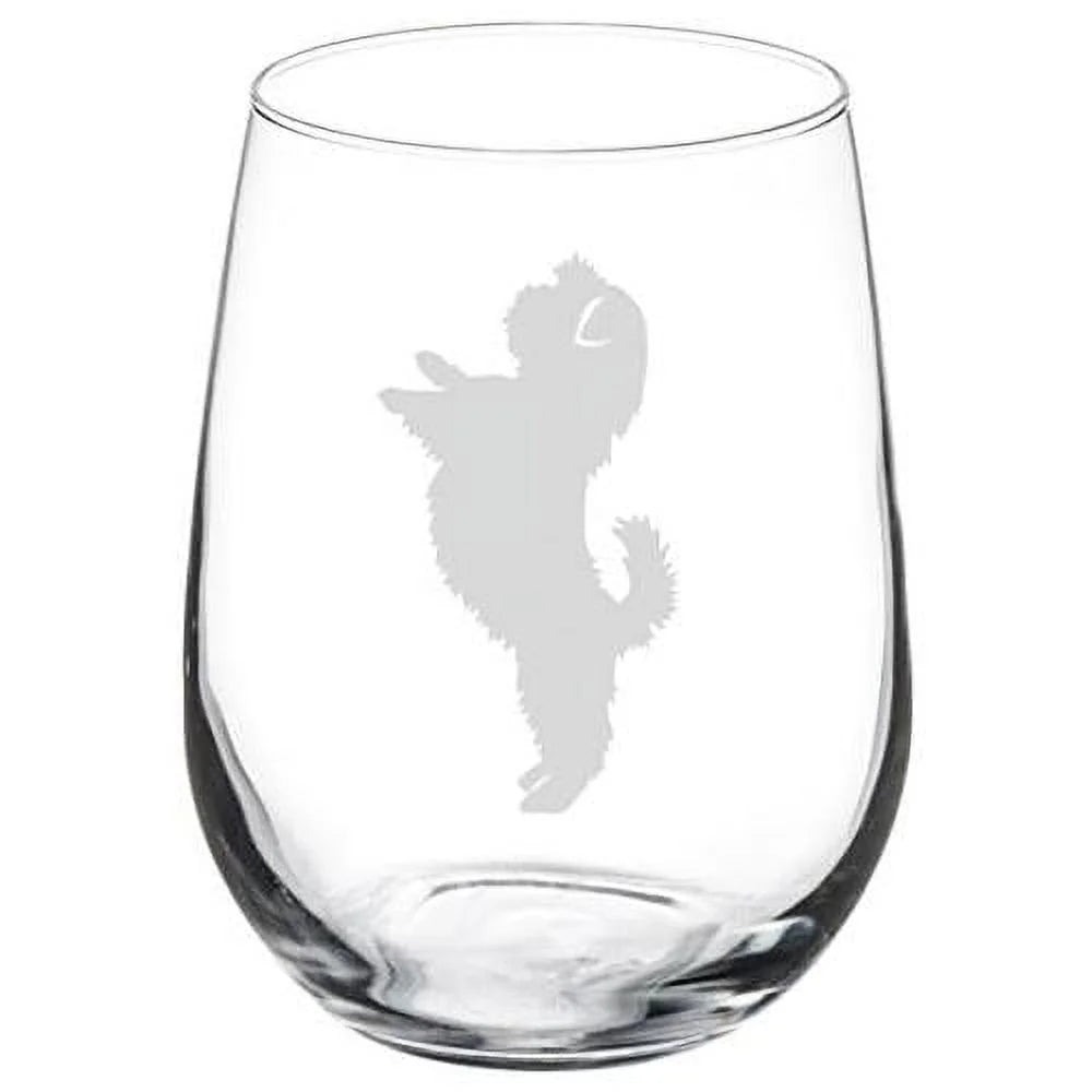 Shih Tzu Standing Stemless Wine Glass 17 Oz F456266