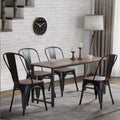 18 Inch Wood Seat Stackable Metal Dining Chair Set of 4 D777120