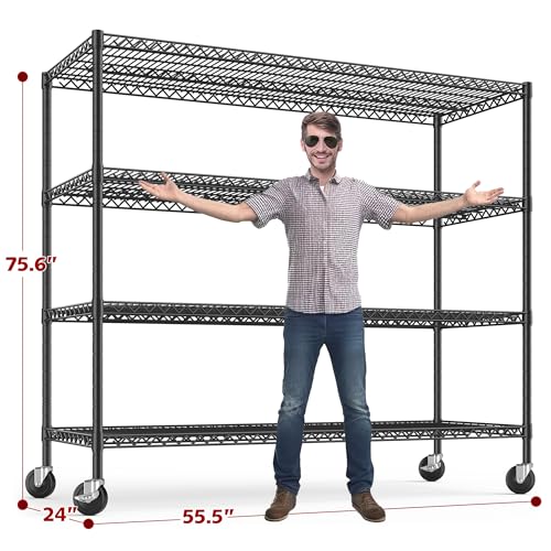75.6" H Adjustable Metal Wire Shelving Unit with Wheels C992