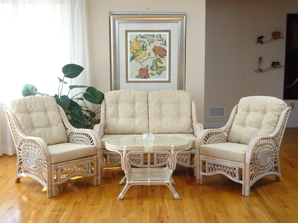 Oval Table with Glass Top Natural Rattan Wicker W522394