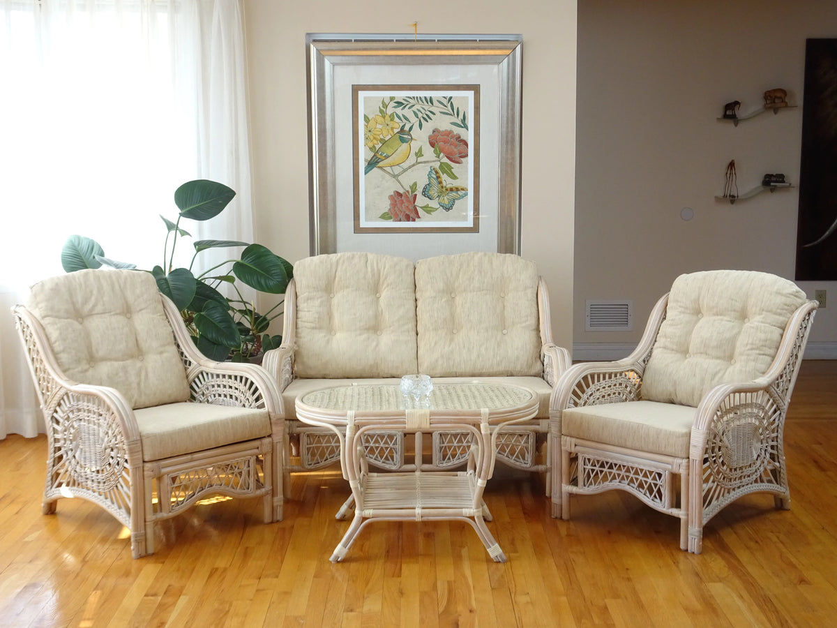 Oval Table with Glass Top Natural Rattan Wicker W522394