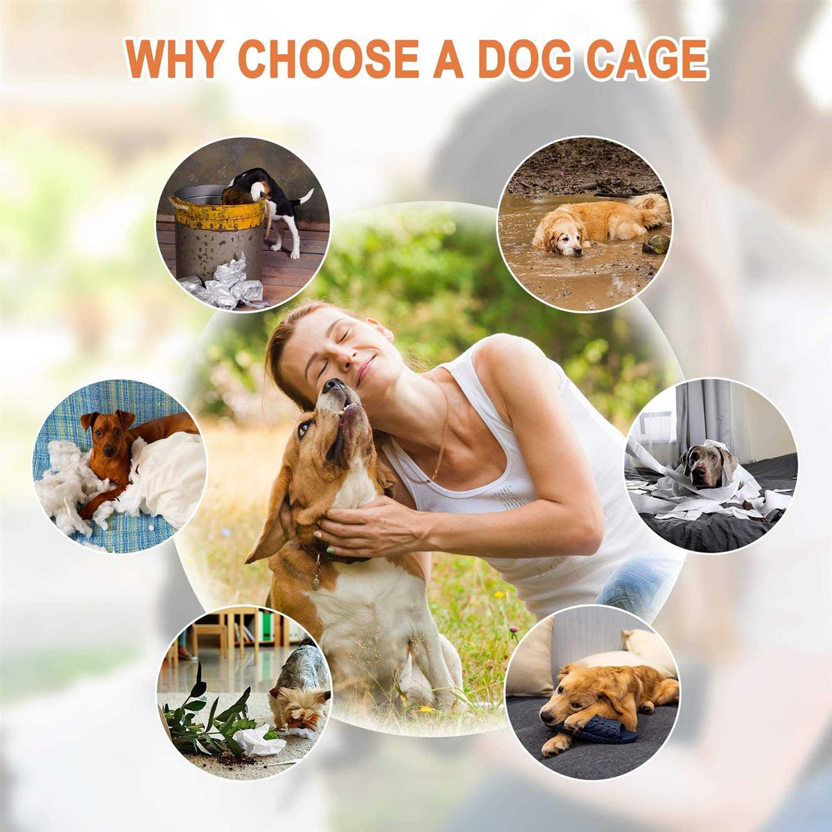 Double Door Folding Metal Wire Dog Crate with Tray G861018