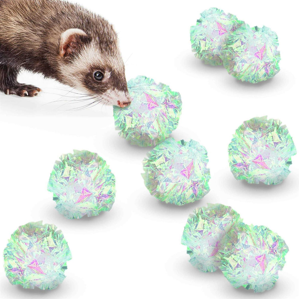 Clear Mylar Cat & Ferret Crinkle Balls & Chase Toy U589