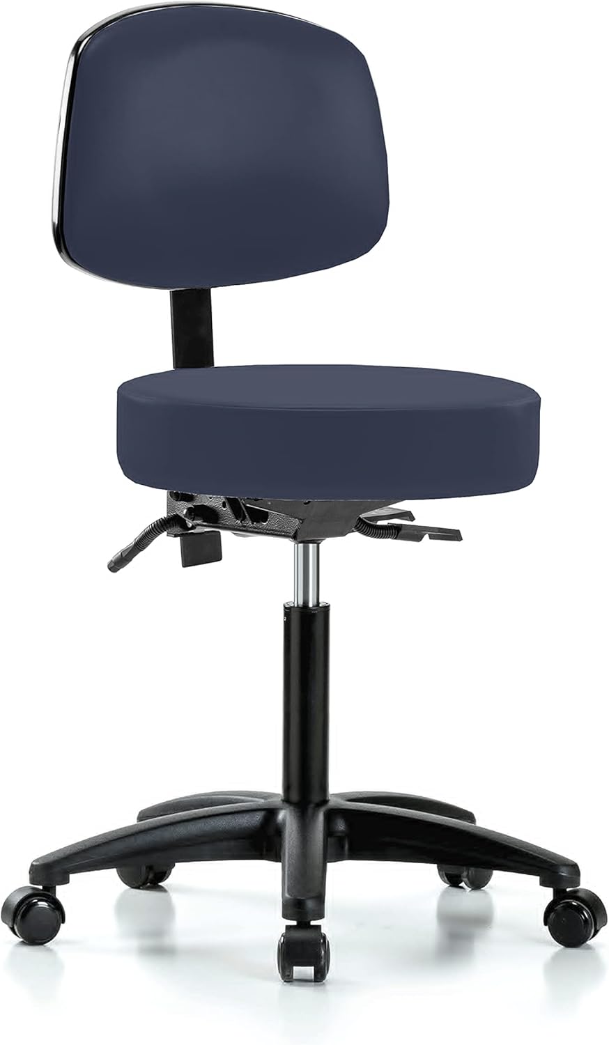 Height Adjustable Rolling Stool with Back and Footring F93171