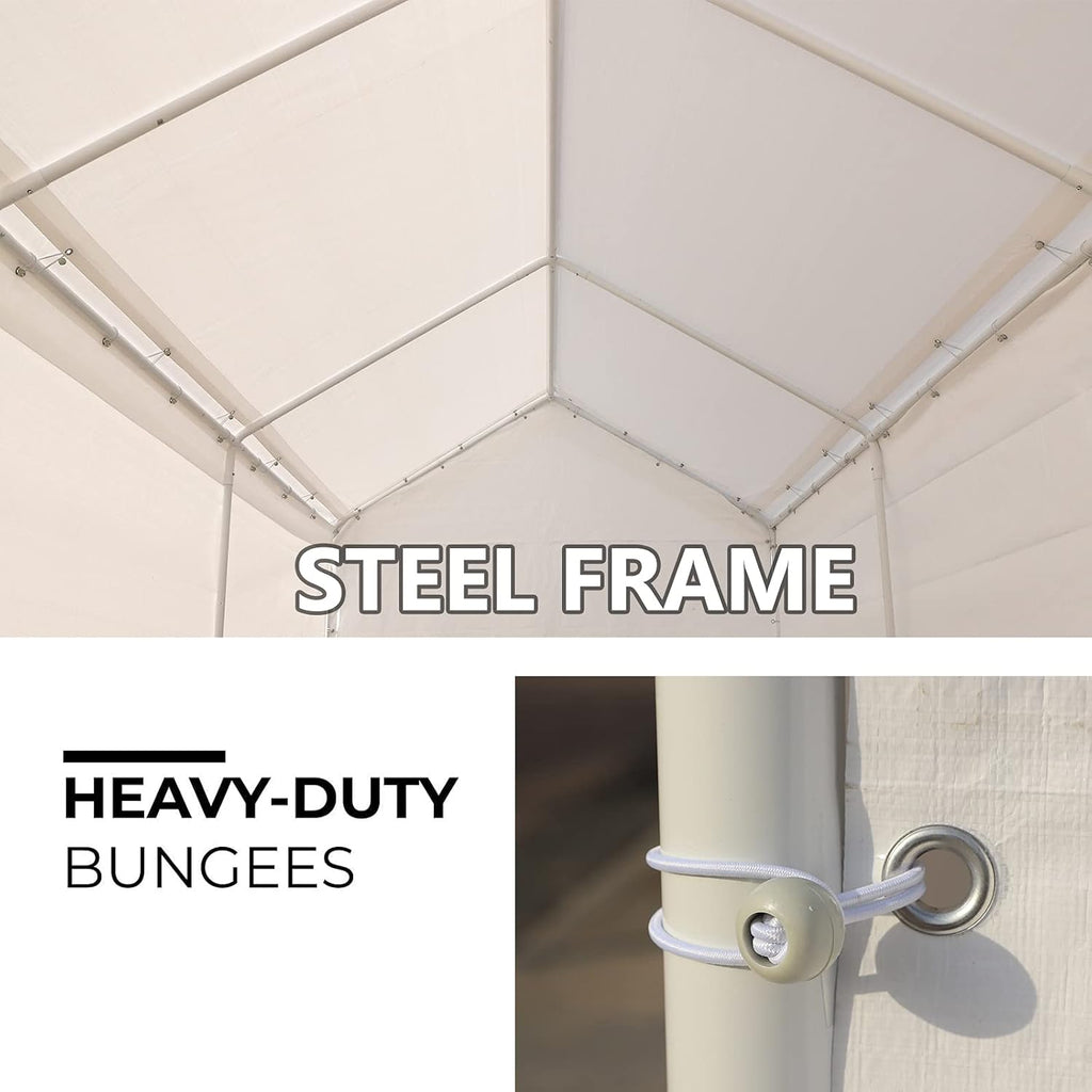 10x20 ft Heavy Duty Carport Canopy Shelter with Removable Sidewalls and Door J224958