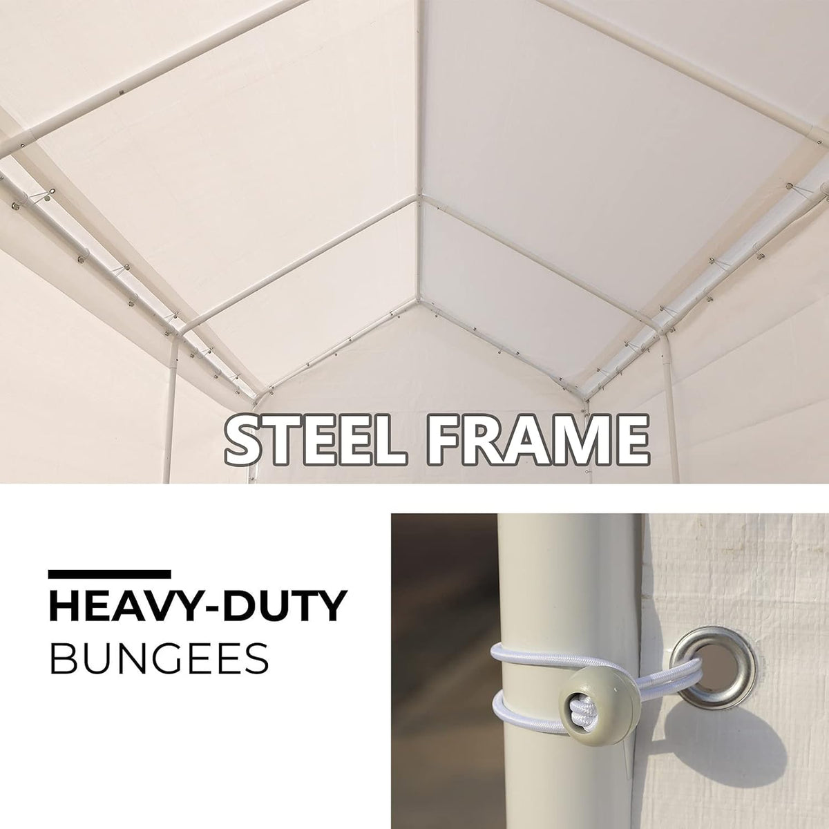 10x20 ft Heavy Duty Carport Canopy Shelter with Removable Sidewalls and Door J224958