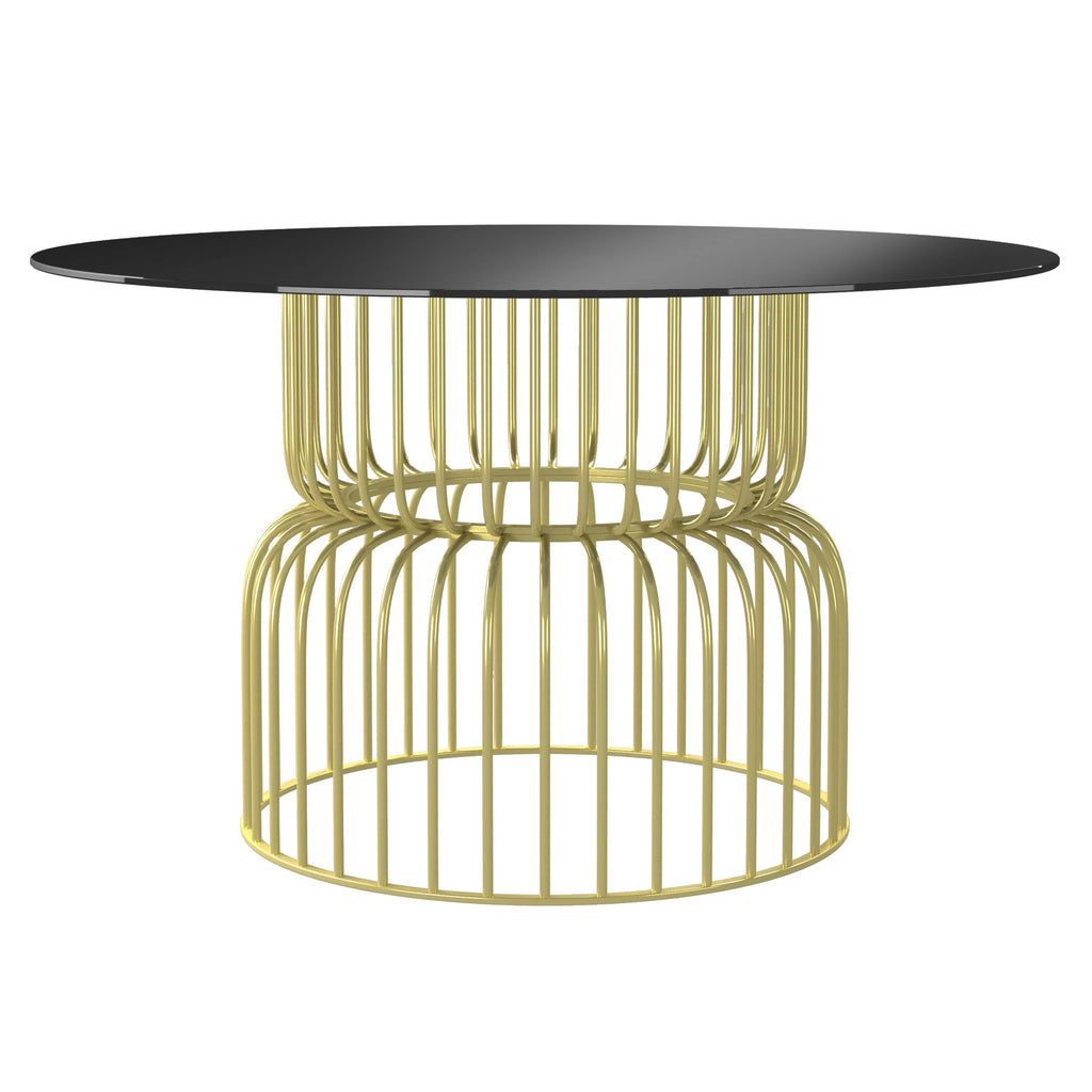Round Metal Dining Table 4-Seater with Gold Base Y483