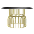 Round Metal Dining Table 4-Seater with Gold Base Y483